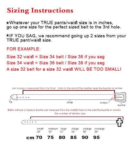 BB Simon Belt Size Chart