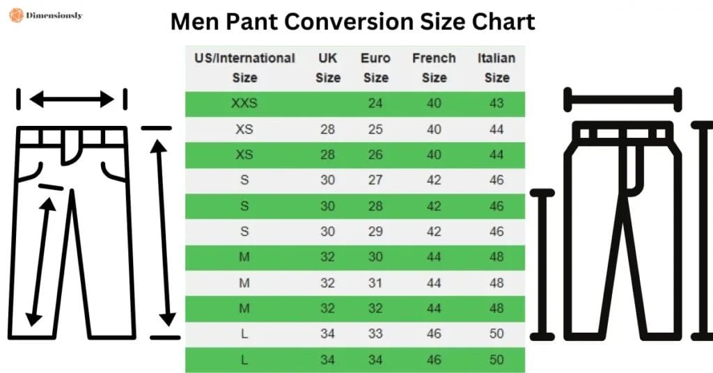 Men Pant Conversion Size Chart