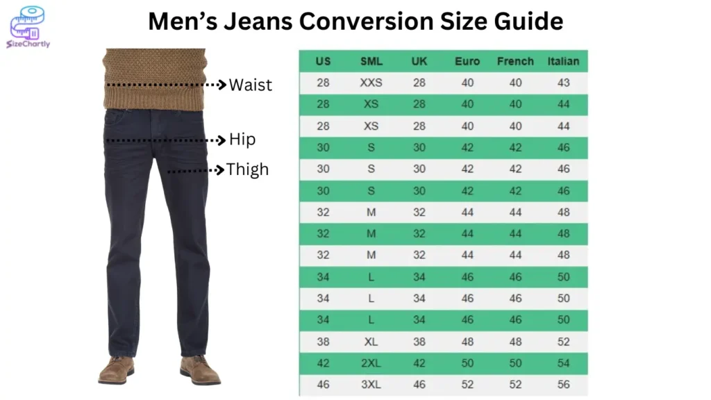 Men’s Jeans Conversion Size Guide