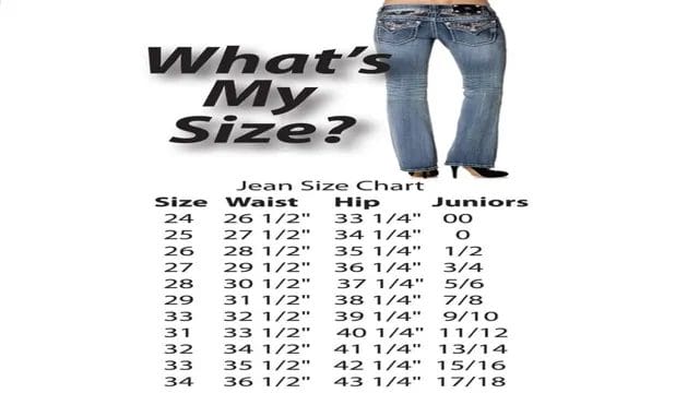 Miss Me Jeans Size Chart