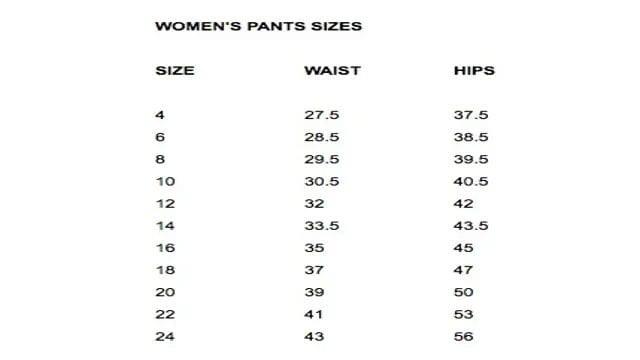 dickies women's pants size chart