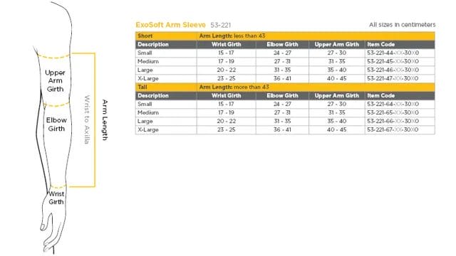 evoshield arm sleeve size chart