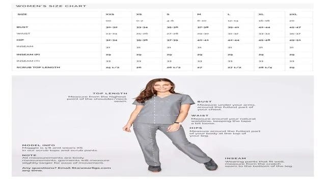 figs scrub pants size chart
